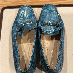 Donald J. Pliner Blue Textured Flats Leather
